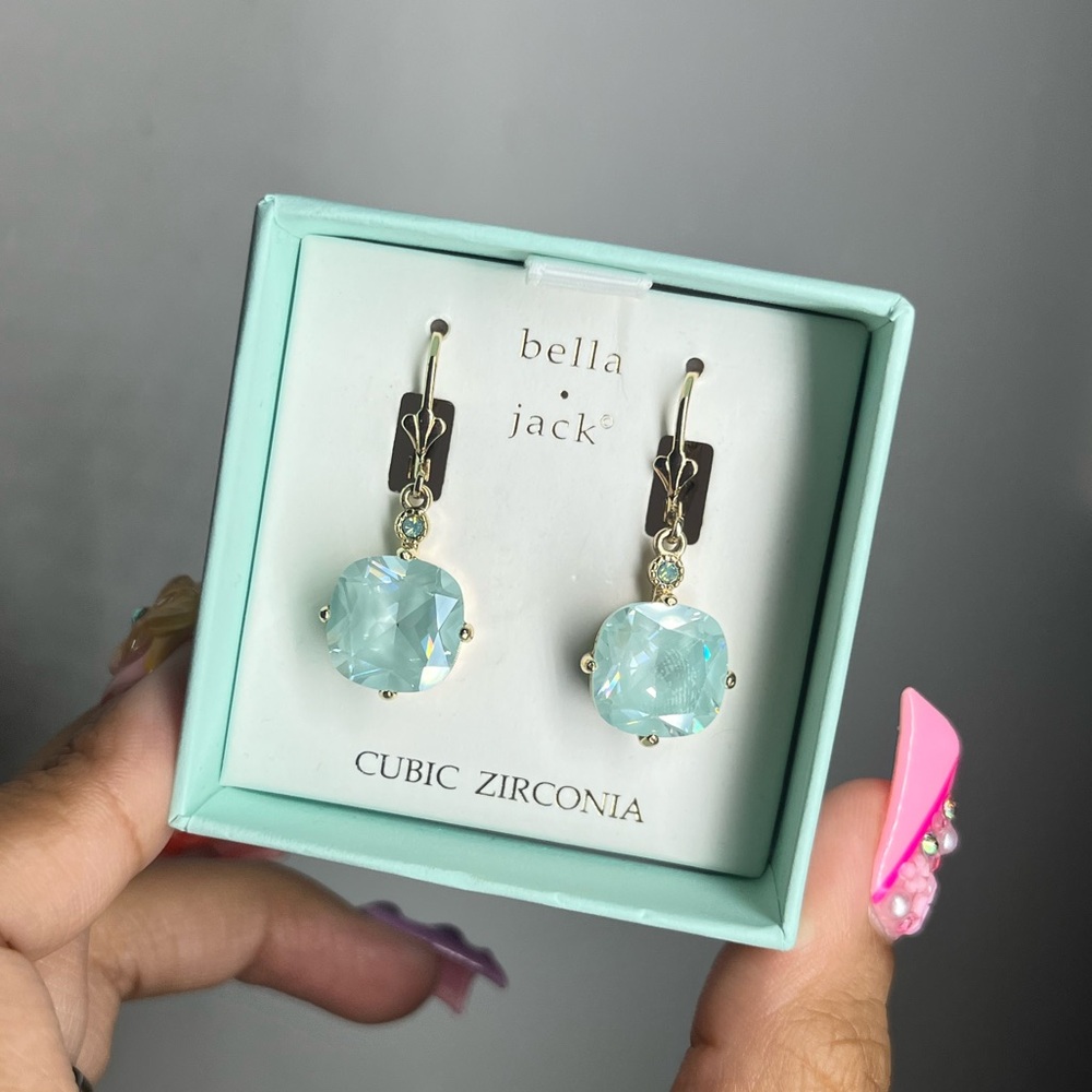 BRAND NEW Bella Jack Mint Blue/Gold Cubic Zirconia Earrings